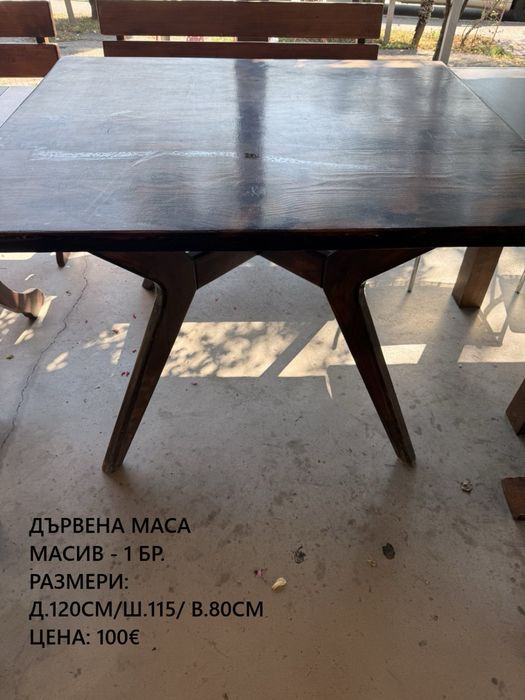 Продава се обзавеждане за заведение – маси, столове, пейки и аксесоари