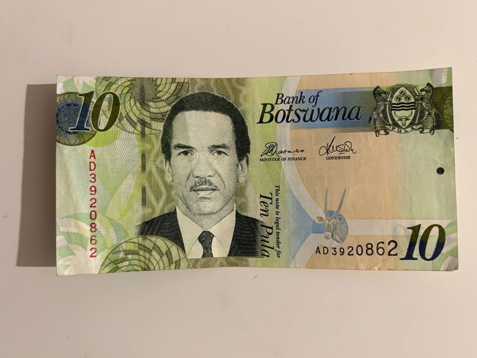 Bancnota din Botswana "Ten Pula"
