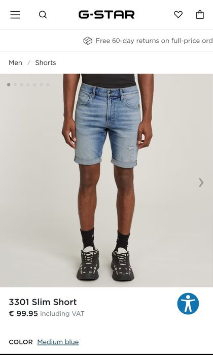 Къси дънки G-Star Raw 3301 Slim W36 , W38 нови мъжки оригинални