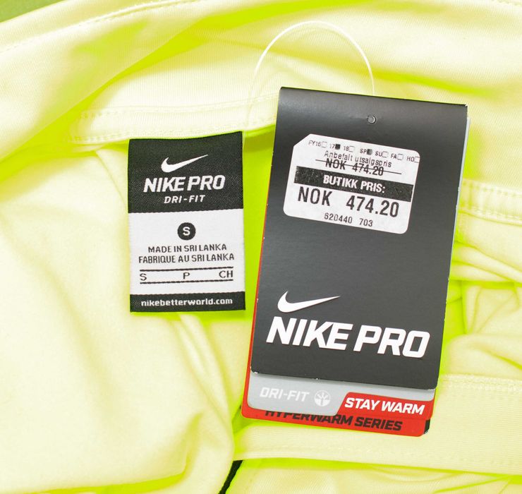 Nike Pro оригинална дамска блуза с цип и дълъг ръкав за тренировки ярко жълто S нова
