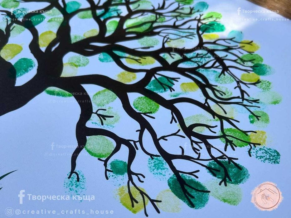 Сватбено дърво от отпечатъци / Табло Добре дошли / Дърво с отпечатъци