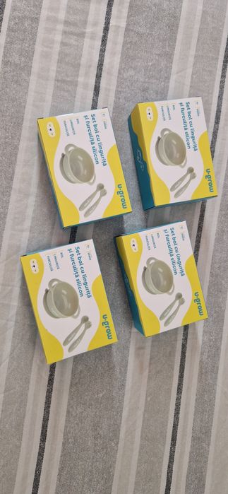 Set bol cu lingurita si furculita U-Grow Bebelusi Bebe Noi sigilate