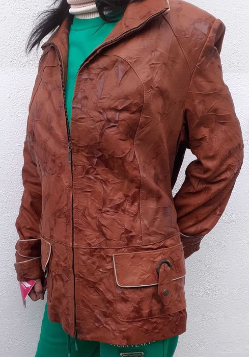 Geacă NOUĂ de piele naturală femei haină damă gen sacou trei sferturi