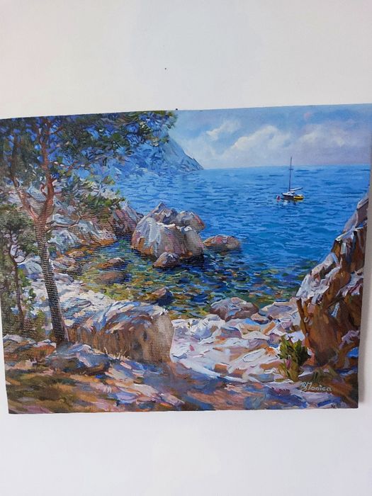 Grecia - un golf in paradis, pictura de vis in ulei pe panza, semnata