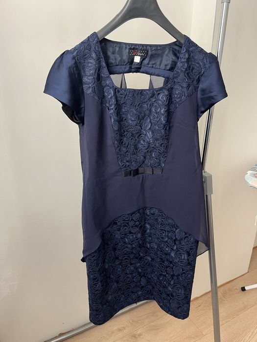 Тъмно синя официална рокля Роси