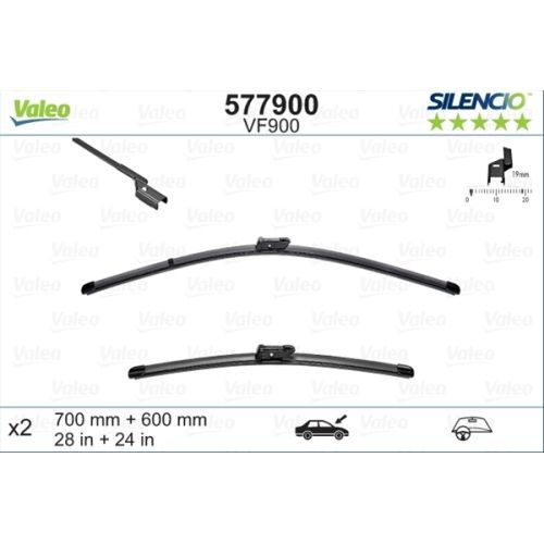 Set stergatoare auto parbriz Valeo Silencio 577900 VM900 Opel Astra K, 10.2015-, 600+700 mm, 2 buc