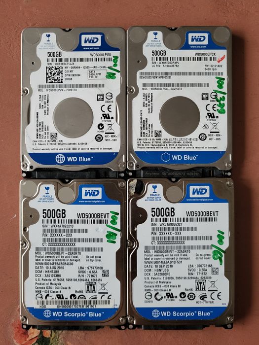 Hard disk notebook 500Gb Seagate, Western, Toshiba 5400/7200 RPM