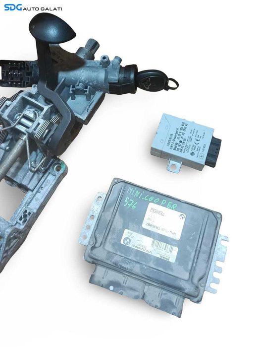 Kit Pornire ECU Calculator Motor Contact cu Cheie si Coloana Volan Directie Mini Cooper 1.6 i Benzina 2003 2001 - 2006 Cod 61356905666 6905666 1214752761001 7527610 7530652 [M9959]