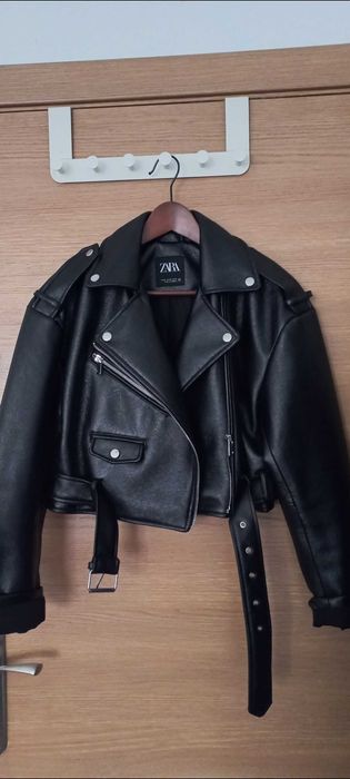 Черно кожено яке Zara,размер ХС