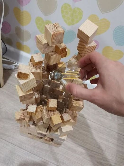 Yog'och chiroq 100% qo'l mexnati