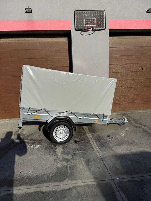 Remorca auto cu prelata 200x108x110 mono ax 750kg gri/albastru