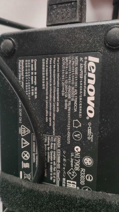 Оригинално зарядно lenovo 170w правоъгълна букса