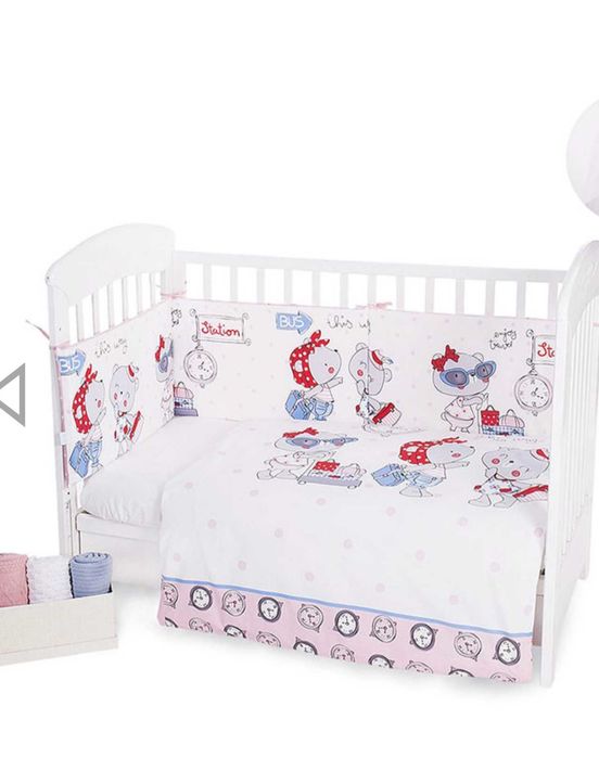 Комплект обиколници и спално бельо за бебе момиче