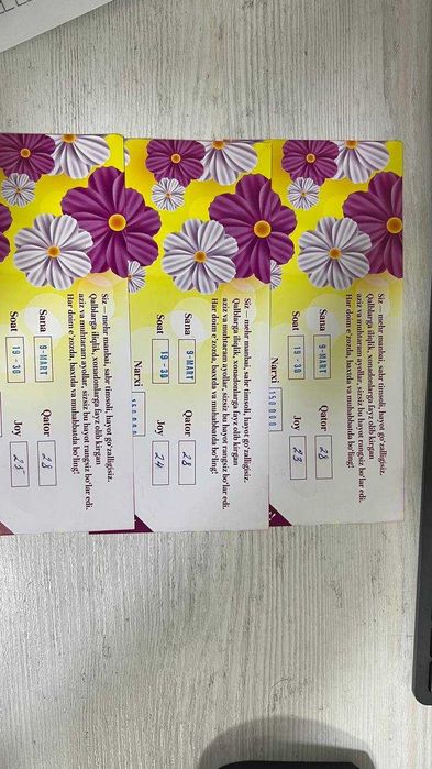 Konsertga bilet o'zini narxida