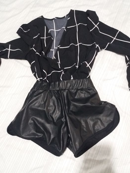 Риза боди и къси кожени