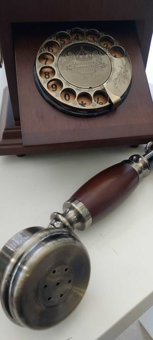 Нов Дървен Ретро Телефон с Шайба Работещ Аналогов