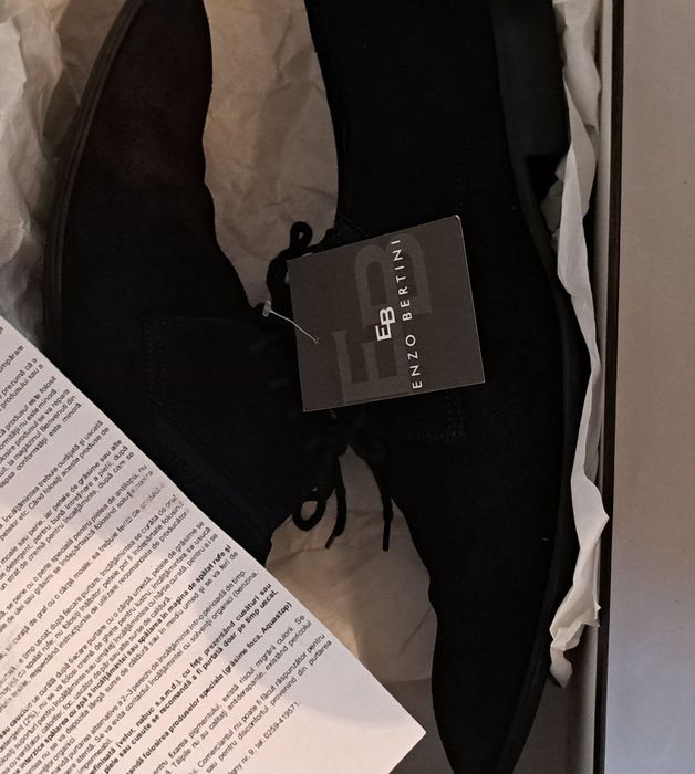 Pantofi eleganti bărbati din piele naturală antilopă (piele intoarsa) ENZO BERTINI Negru Velur Mărimea 42