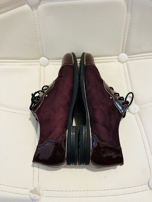 Pantofi casual dama piele negru/burgundy M 36