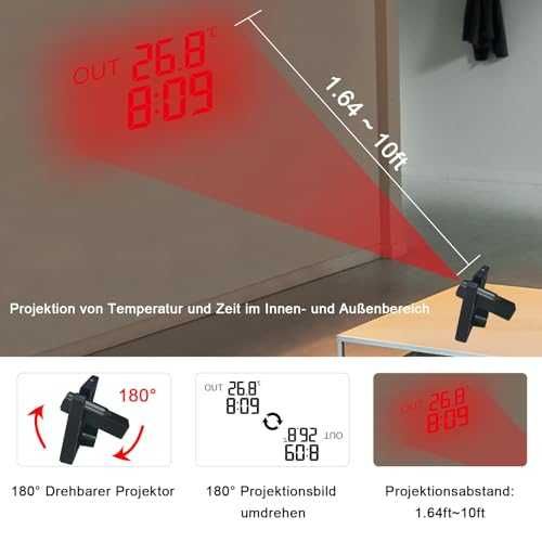 KETOTEK метео станция с проектор, DCF, 3 сензора