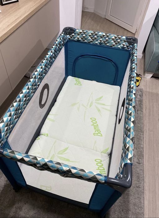 Pătuț pliant Lionelo Stefi 120x60 cm – Green Turquoise