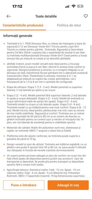 Tricicleta 3 in 1 copii