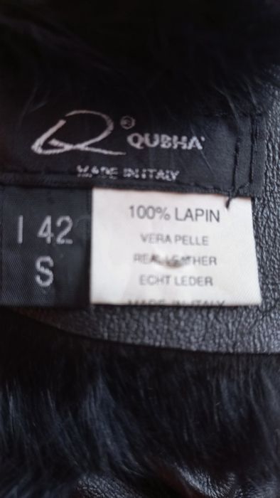 Италианско дамско  чено кожено дълго палто  S