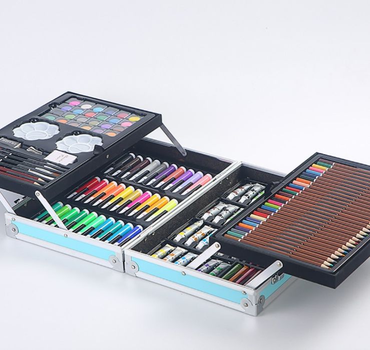 ПРОМО!!!Детски комплект за рисуване GALAXIA®, 145 части, Метална кутия