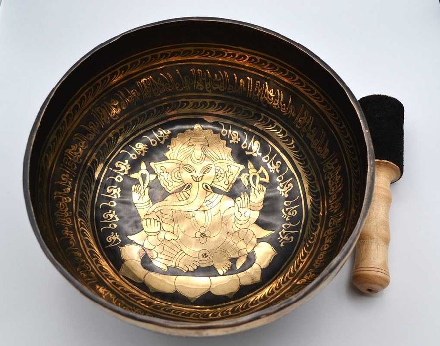 Bol Tibetan Handmade Plain 15.5 - 18 cm si Gravat Buddha si Ganesha