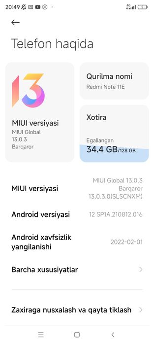 Redmi note 11E 5g bor