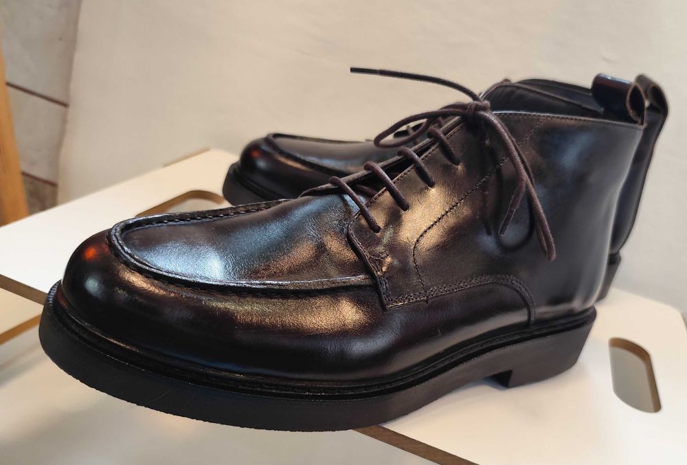 Ghete lace up 44 split toe Massimo Dutti NOI piele naturala negru