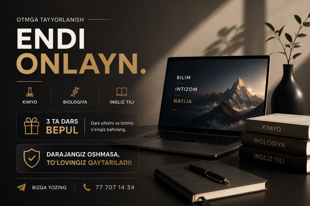 Kimyo  biologiy ingiliz tili dan repitetor noldan oxirgi darajagacha