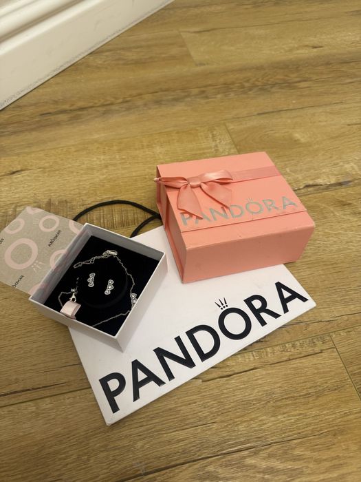 Оригинал комплект PANDORA , цепочка+серьги