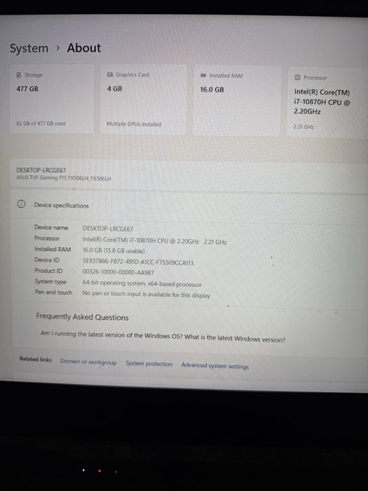 Laptop Asus Gaming i7