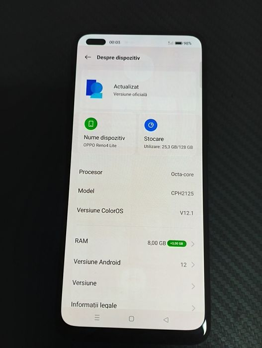 Telefon Oppo Reno 4 Lite 8Gb+3GB Ram 128 Gb memorie.