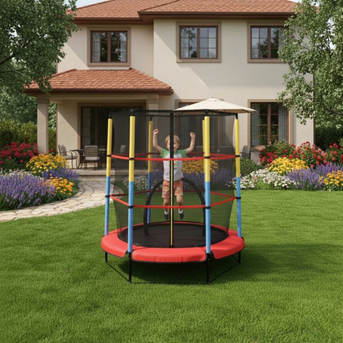 Батут 4,5ft 140см с вътрешна мрежа - червен