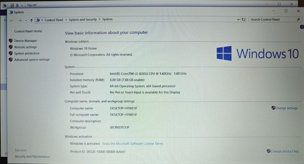15.6 Full HD HP G7 i5-8265U GeForce MX110 8GB RAM 256SSD