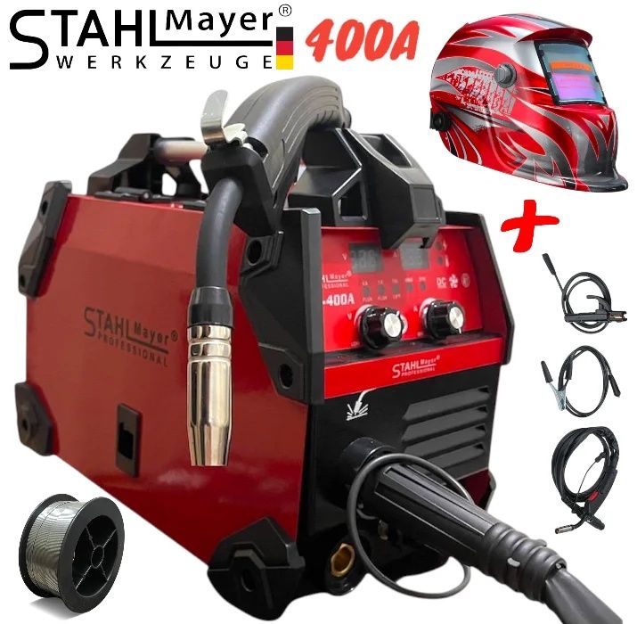 Телоподаващо Инверторен Електрожен 2в1 STAHLMAYER RED + Соларна Маска