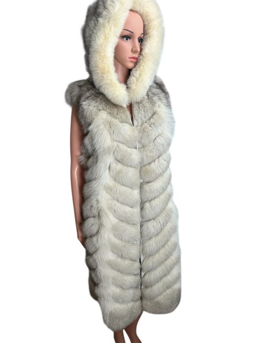 Руски дълъг елек от дива лисица, 100% кожа, отлично състояние,S размер