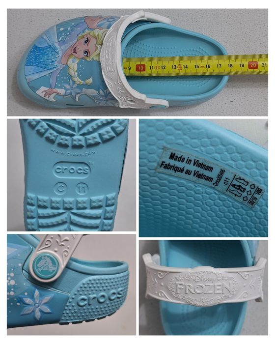 Slapi CROCS Frozen Elsa Light Clg K Ice Blue cu luminite, sandale apa, saboti plaja C11 sau Nr. 28 - 29 EU