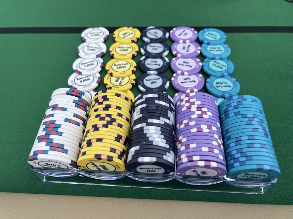 Jetoane Poker ceramice + Masa Poker customizata Monte Carlo stoc