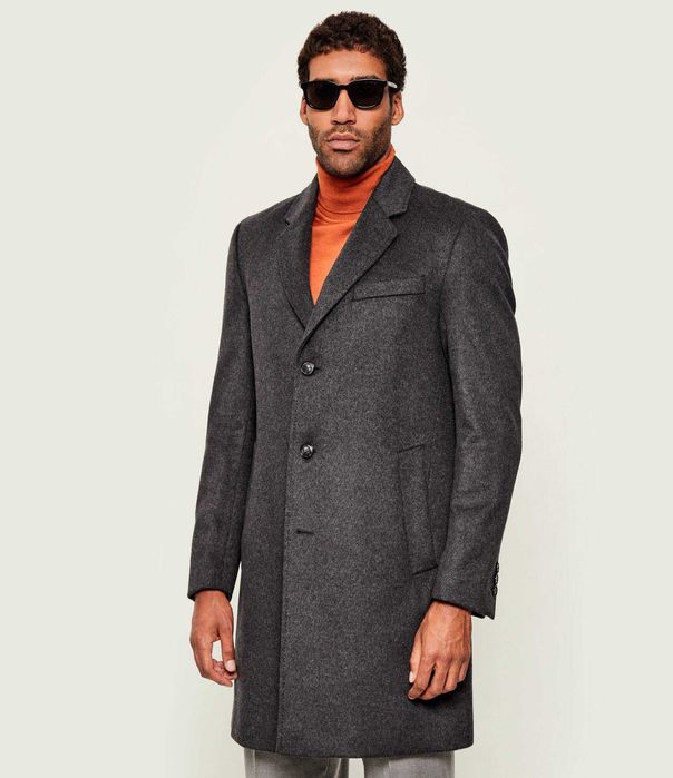 Palton slim 50 L premium CUBUS lana moale respirabila gri inchis