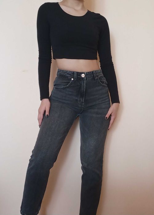 Jeans Bershka mom gri