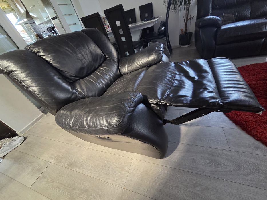 Fotoliu din piele naturală, extensibil-lounge.