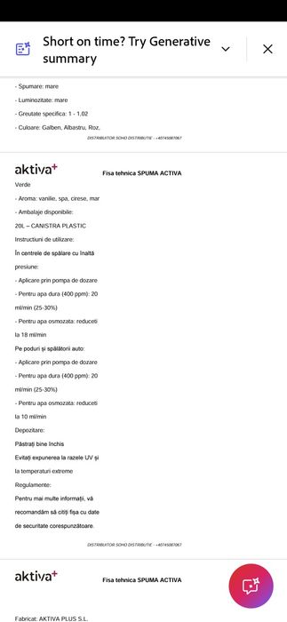 Spuma activa concentrata 20L