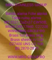 Banda alama stare moale semidura tabla CuZn37 CW508L MS63 inox cupru