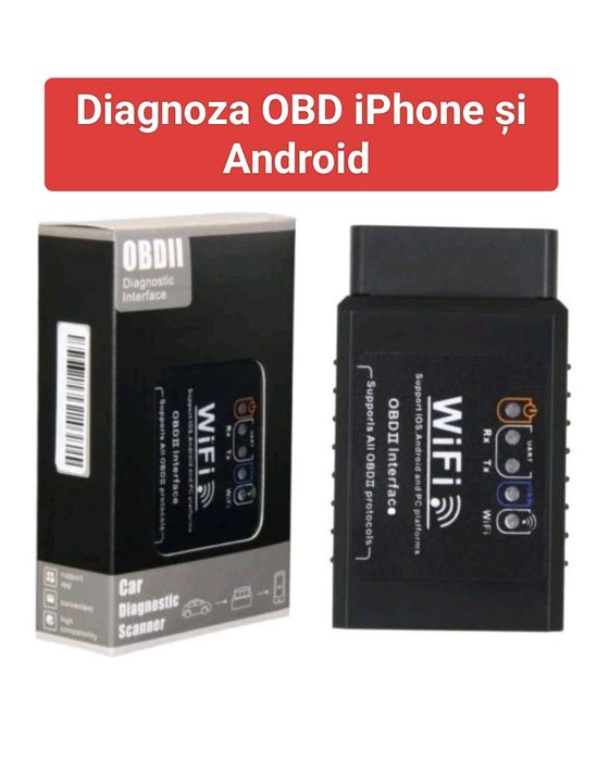 Interfata Diagnoza Auto nou 2026 OBD2 WiFi cu Cip ELM v1.5 Torque