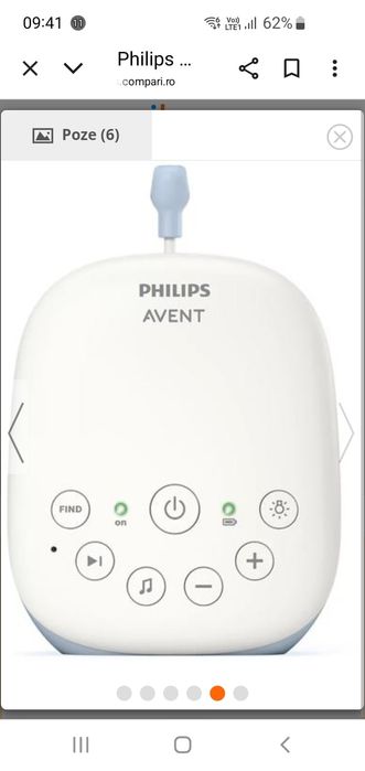 Set  statii bebe /Monitor audio PHILIPS AVENT Baby DECT SCD715/52,în g