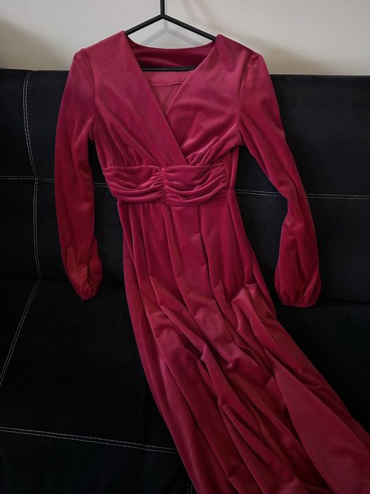 Елегантна дълга рокля плюш, кадифе уникална