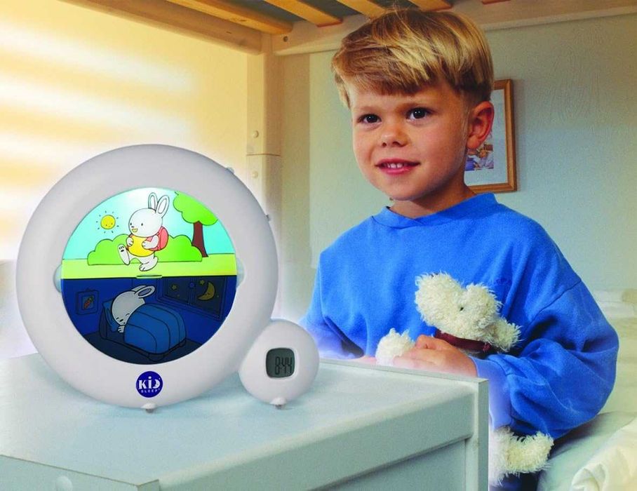 Pabobo x Kid'Sleep Classic – Детски образователен будилник и нощна лампа, бял