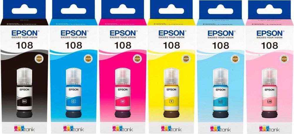 Оригинальные чернилы Epson 108для принтера Epson L8050, L18050